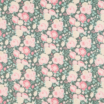 At First Sight - Floral Main Pine Yardage