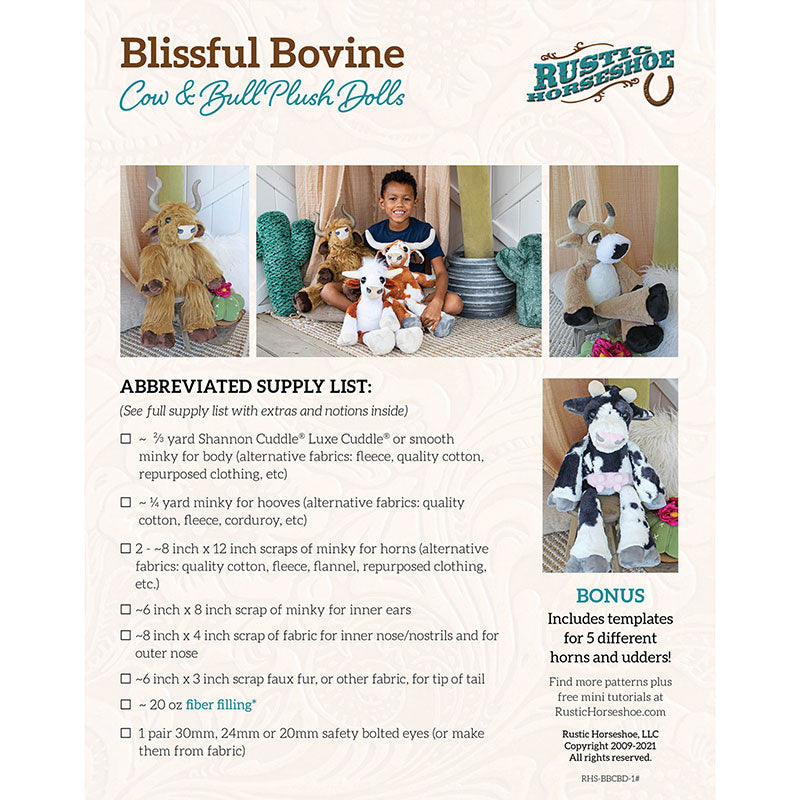 Blissful Bovine Cow & Bull Plush Doll Pattern Alternative View #1