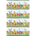 Dinosaur Friends - Dino Border Stripe Multi Yardage