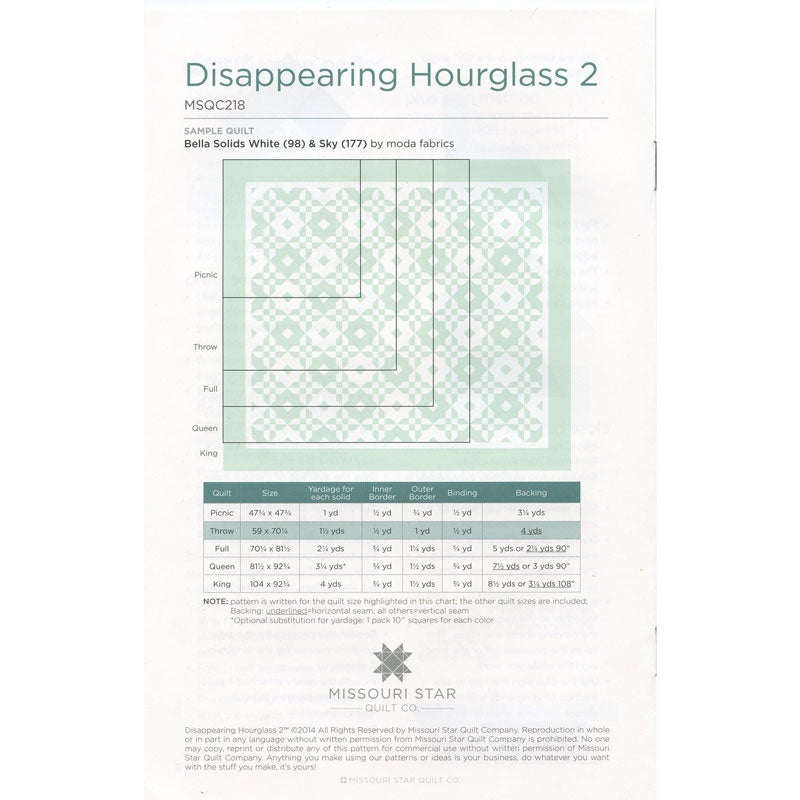 Disappearing Hourglass 2 Quilt Pattern by Missouri Star