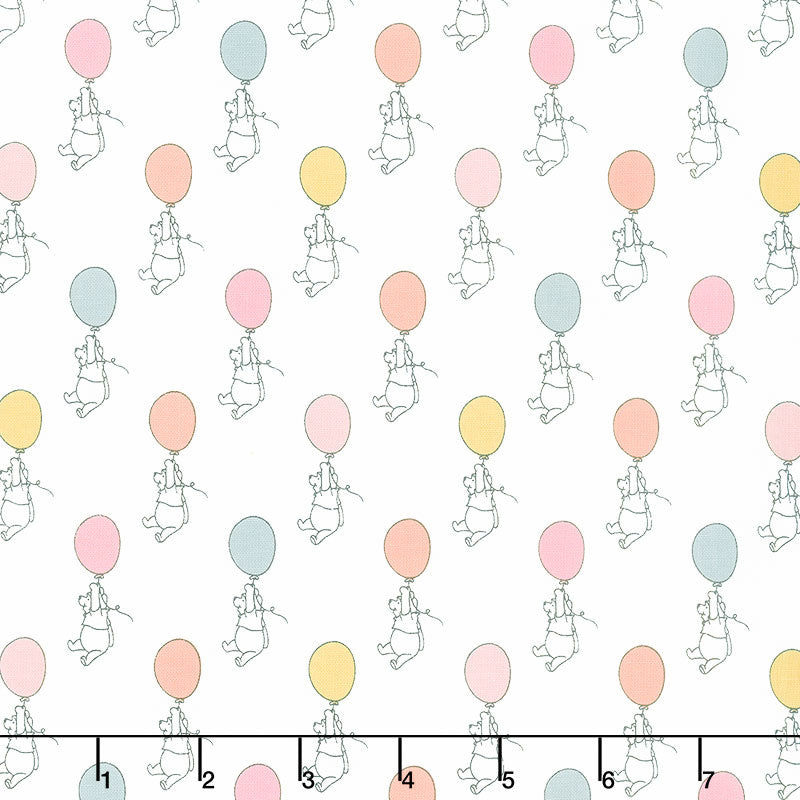 Disney Pooh Nursery - Pooh Balloon White Yardage Primary Image