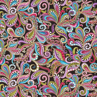 Dog On It - Carnival Scroll Black Multi Metallic Yardage
