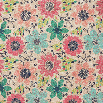 Doodle Floral Cork Fabric - 1/2 Yard Cut