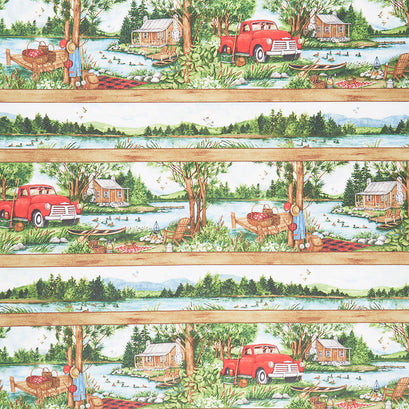 Down by the Lake - Cabin Repeating Stripe Multi Yardage