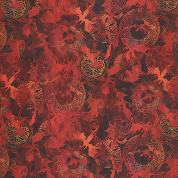 Dragons - Flying Dragons Red Digitally Printed Yardage Primary Image