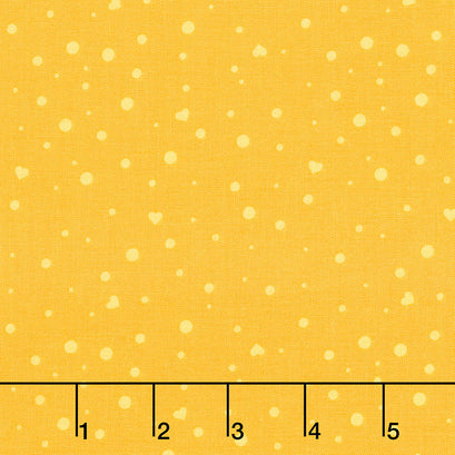 Dream - Tonal Dots and Hearts Yellow Yardage