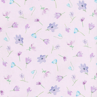Dreaming of Tuscany - Watercolor Flowers Mauve Yardage