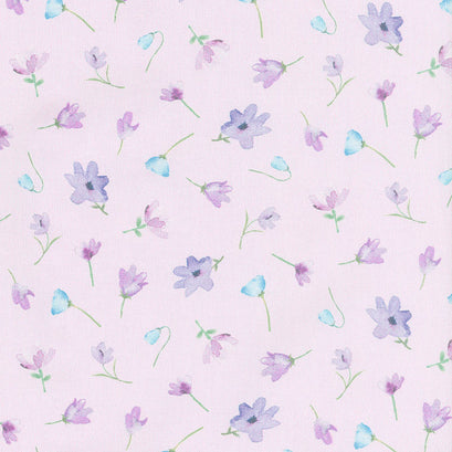 Dreaming of Tuscany - Watercolor Flowers Mauve Yardage