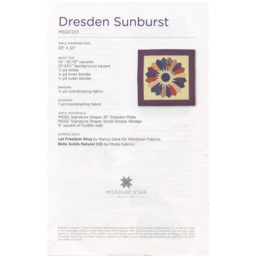 Dresden Sunburst Wall Hanging Pattern by Missouri Star