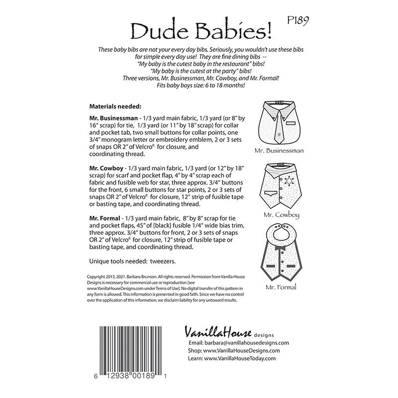 Dude Babies! Bib Pattern