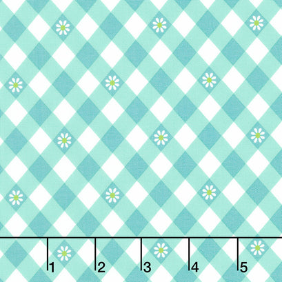Flower Power - Picnic Posies Aqua Yardage