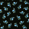 Royal Plume - Tossed Blue Small Florals Black Metallic Yardage Primary Image