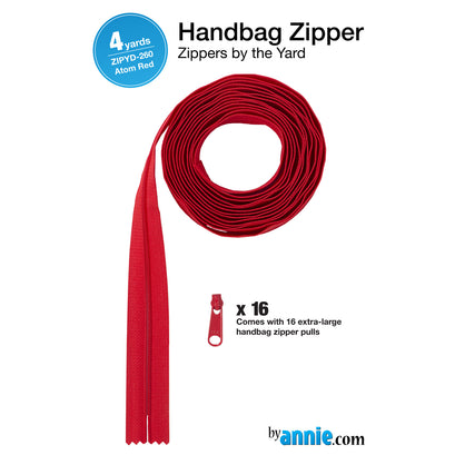 ByAnnie Zippers by the Yard - 4 yards Atom Red