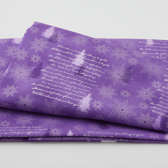 Star Sprinkle - Pinetree Text Lilac Silver 2 Yard Cut
