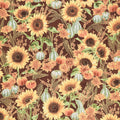 Autumn Fields - Sunflowers Walnut Yardage Primary Image