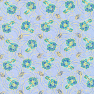 Jaikumari - Floral Sky Metallic Yardage