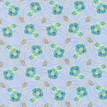 Jaikumari - Floral Sky Metallic Yardage