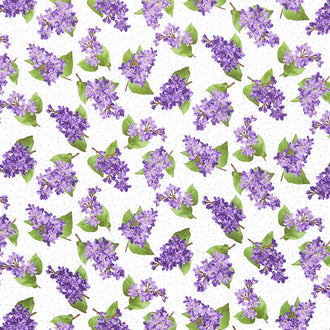 Elizabeth Flannel - Blossoms White Yardage