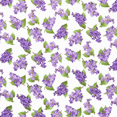 Elizabeth Flannel - Blossoms White Yardage