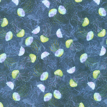 Paradise Bay - Jellyfish Toss Navy Yardage