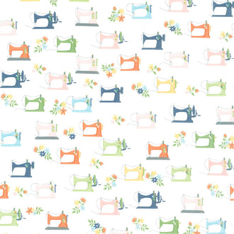 Sew Much Fun - Sewing Machines White Yardage