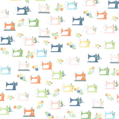 Sew Much Fun - Sewing Machines White Yardage