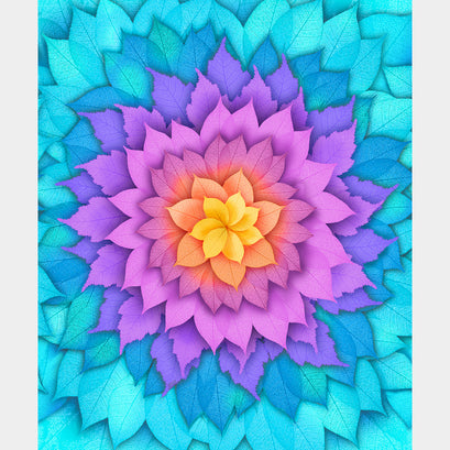 Fanciful Fronds - Wild Nature Soft Leaves Turquoise Panel