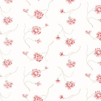 Red and White Gatherings - Floret Vanilla Yardage