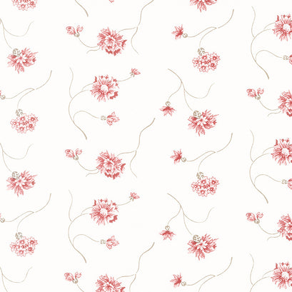 Red and White Gatherings - Floret Vanilla Yardage