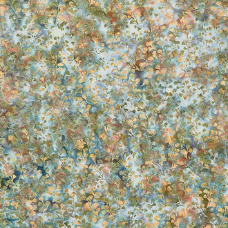 Naturescape Batiks - Small Floral Multi Green Brown Blue Yardage