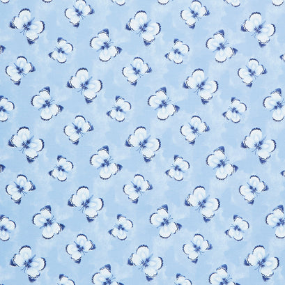 Blooming Blue - Butterfly Toss Medium Blue Yardage
