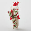 Wool Felt Mice w/Candy Canes Joy 5-1/2" H, White, red & green, Set of 3 - FOR WEBSITE AND HOLIDAY STORE Alternative View #3