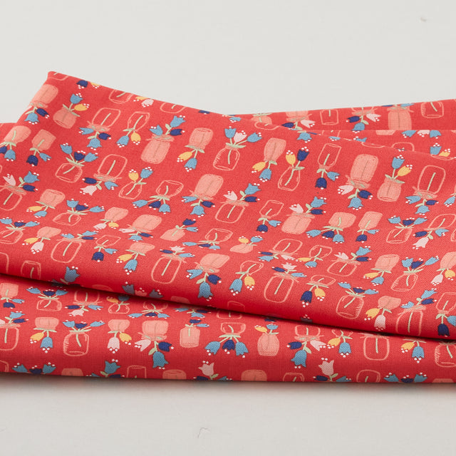 Flower Jars Red 2 Yard Cut