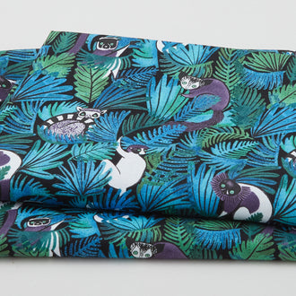 Madagascar Adventure - Lemurs and Palms Jade 2 Yard Cut