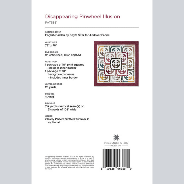 Digital Disappearing Pinwheel Illusion Pattern by Missouri Star