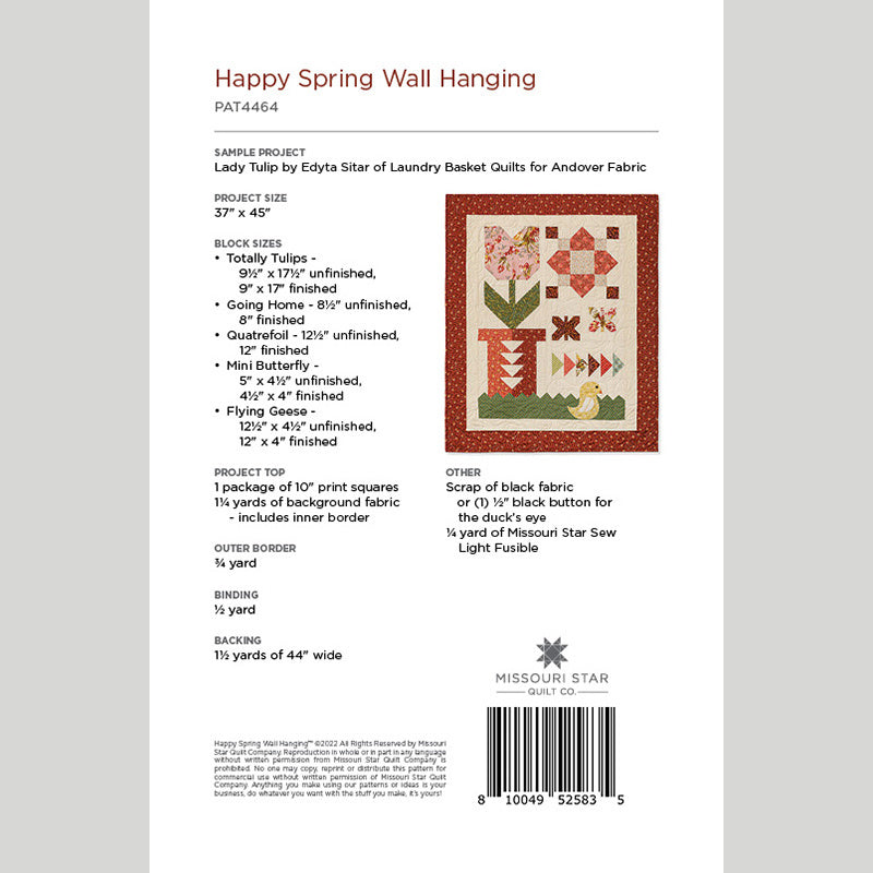 Digital Download - Happy Spring Wall Hanging Pattern by Missouri Star Alternative View #1