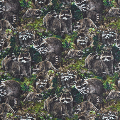 Naturescapes - Little Rascals Raccoons Brown Multi Yardage