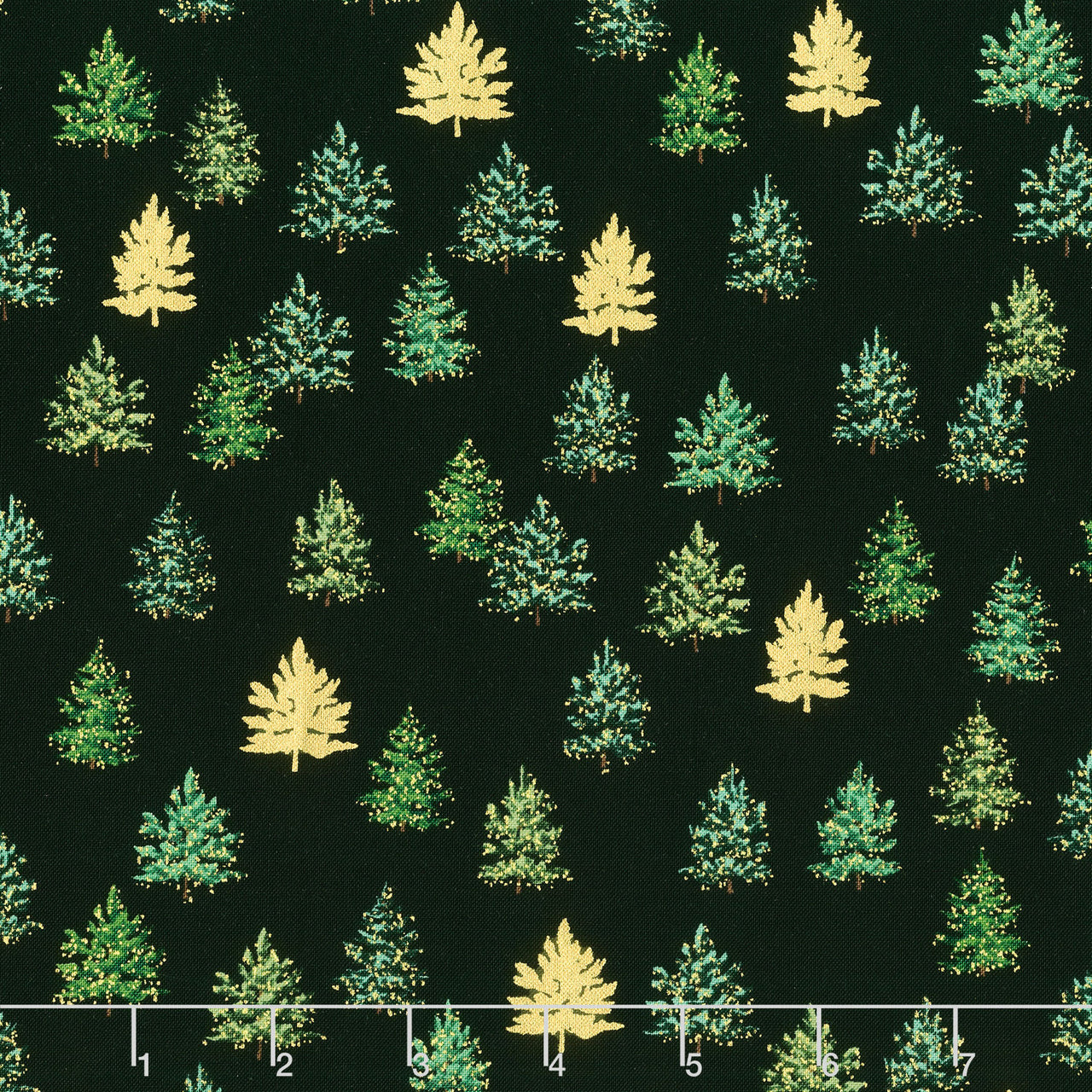 Holiday Charms - Holiday ColorstoryChristmas Trees Black Yardage Primary Image