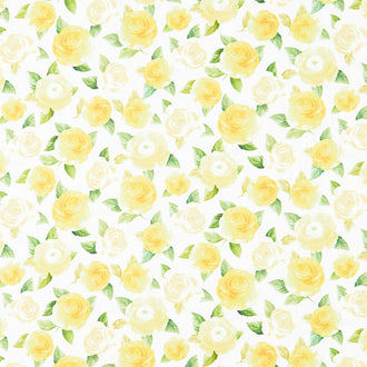 Lemon Bouquet - Floral With Leaves Cream Digitally Printed Yardage