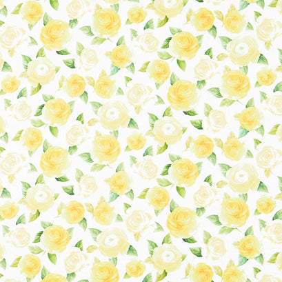 Lemon Bouquet - Floral With Leaves Cream Digitally Printed Yardage