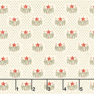 Chocolate Covered Cherries - Star Clusters Cream Yardage