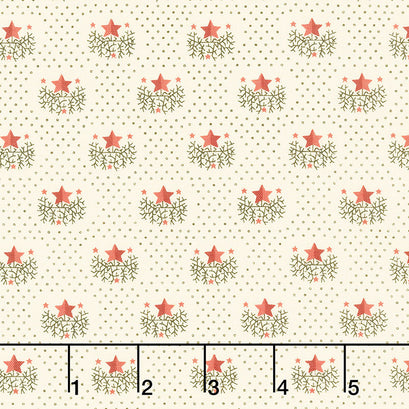 Chocolate Covered Cherries - Star Clusters Cream Yardage