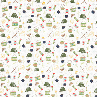Love You S'more - Camping Cream Yardage