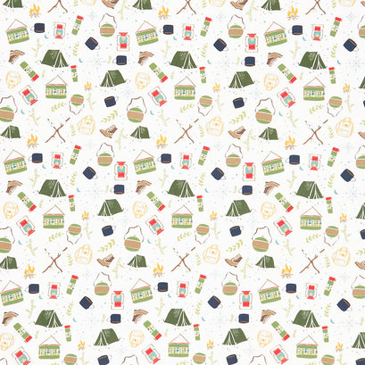 Love You S'more - Camping Cream Yardage