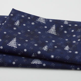 Star Sprinkle - Christmas Trees Blue Silver 2 Yard Cut