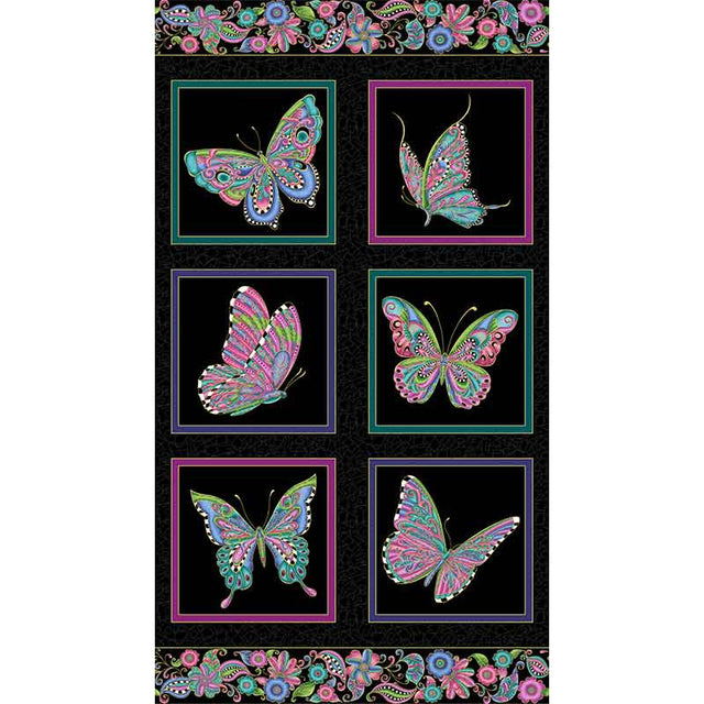 Alluring Butterflies - Butterfly Black Metallic Panel Primary Image