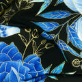Royal Plume - Blue Large Florals Black Metallic Yardage Alternative View #1