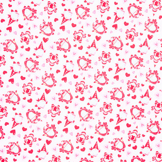 Gnomie Love - Tossed Cupid Gnomes Pink Yardage