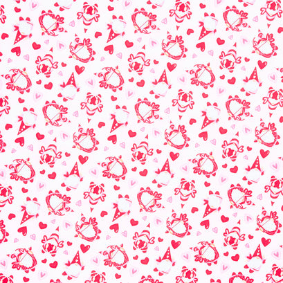 Gnomie Love - Tossed Cupid Gnomes Pink Yardage