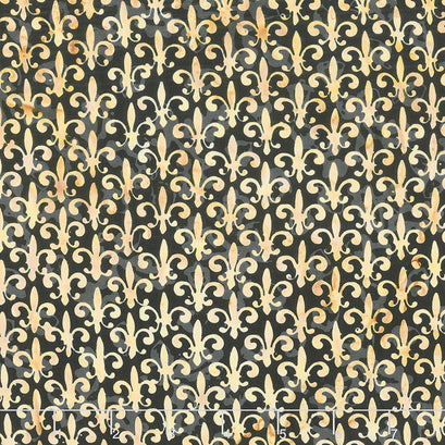 Kings Castle Batiks - Fleur Black Slate Yardage
